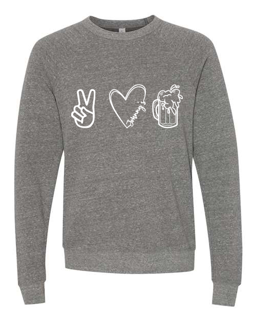 Men's Long sleeve crewneck (✌️ ❤️ 🍺  | Various Colors)