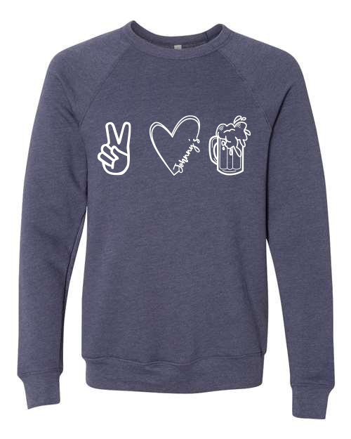 Men's Long sleeve crewneck (✌️ ❤️ 🍺  | Various Colors)