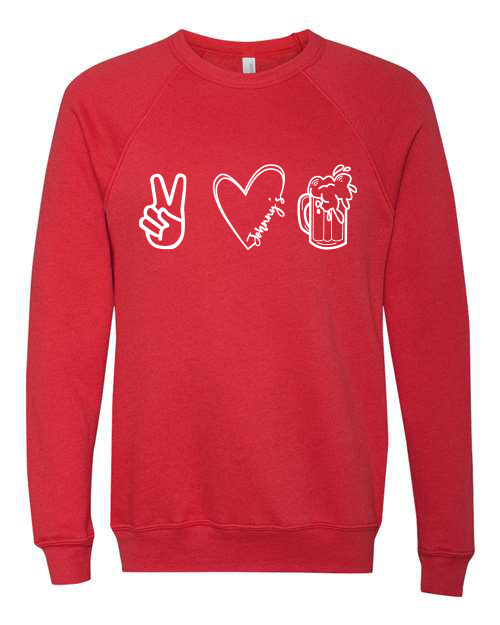 Men's Long sleeve crewneck (✌️ ❤️ 🍺  | Various Colors)